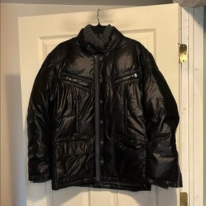 Sean John Black Puffer Jacket with Removable Collar Size Medium